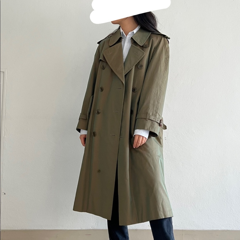 Vintage Burberry trench coat, XL Olive Green